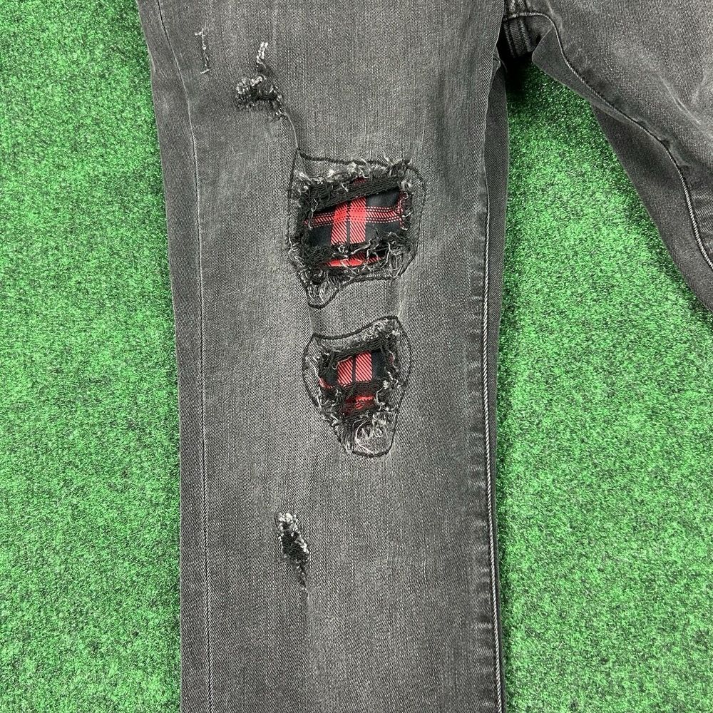 Judy Blue Jeans Skinny‎ Fit Womens 15/32 Mid Rise Black Denim Red Plaid Patch - Picture 6 of 12